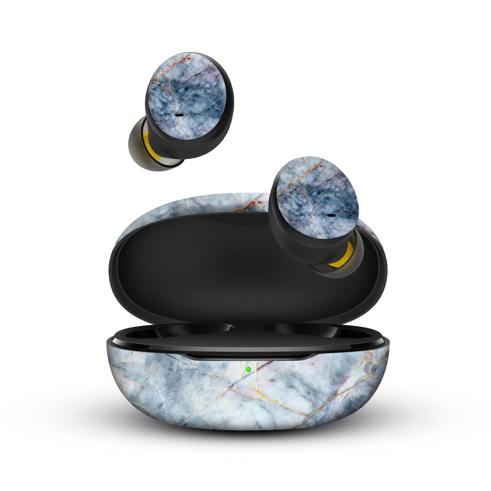 blue marble skins for realme buds q by sleeky india